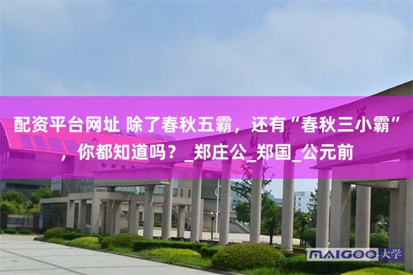 配资平台网址 除了春秋五霸，还有“春秋三小霸”，你都知道吗？_郑庄公_郑国_公元前