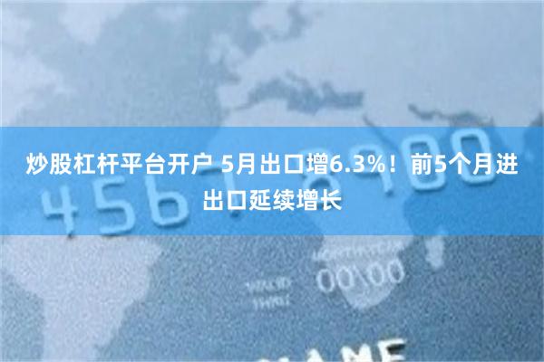 炒股杠杆平台开户 5月出口增6.3%！前5个月进出口延续增长